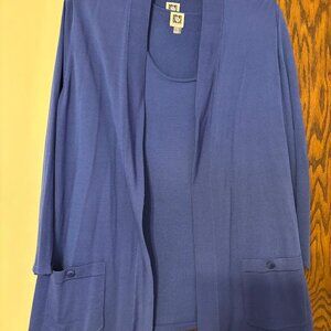 ANNE KLEIN Blue Color Shell and Cardigan set (3x) - Original cost $160
